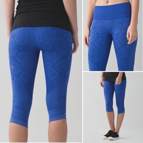 Lululemon In The Flow Crop Snake Sapphire Blue - Picture 9 of 12